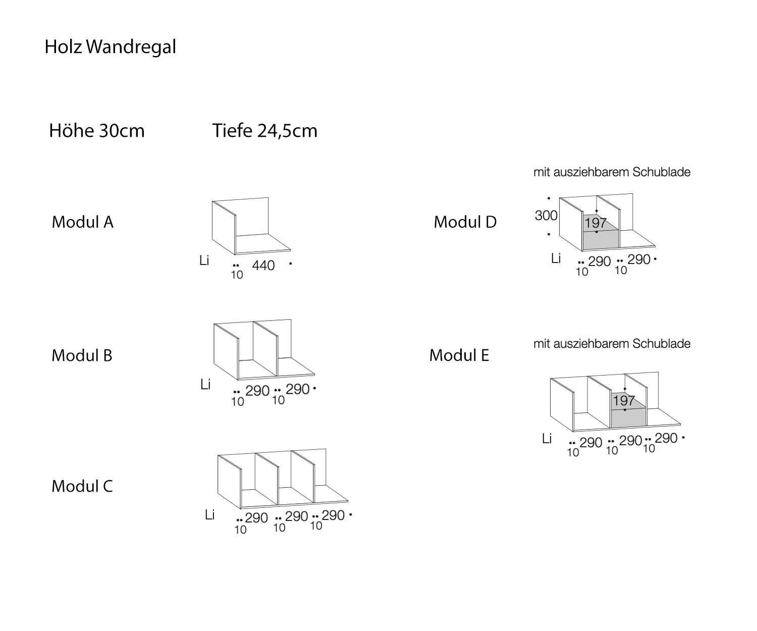 Étagère murale en bois de Livitalia Design Tailles Indications de taille Étagère murale en bois de Livitalia Design Tailles Indications de taille