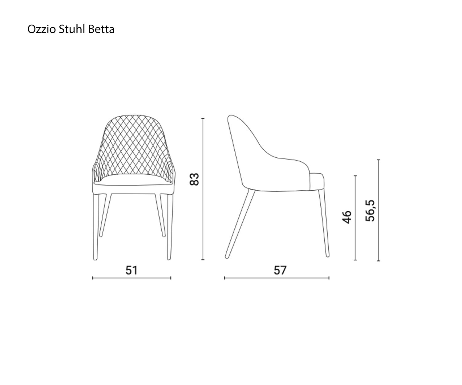 Ozzio Design stoel Betta Afmetingen Afmetingen Maten Maten Ozzio Design stoel Betta Afmetingen Afmetingen Maten Maten