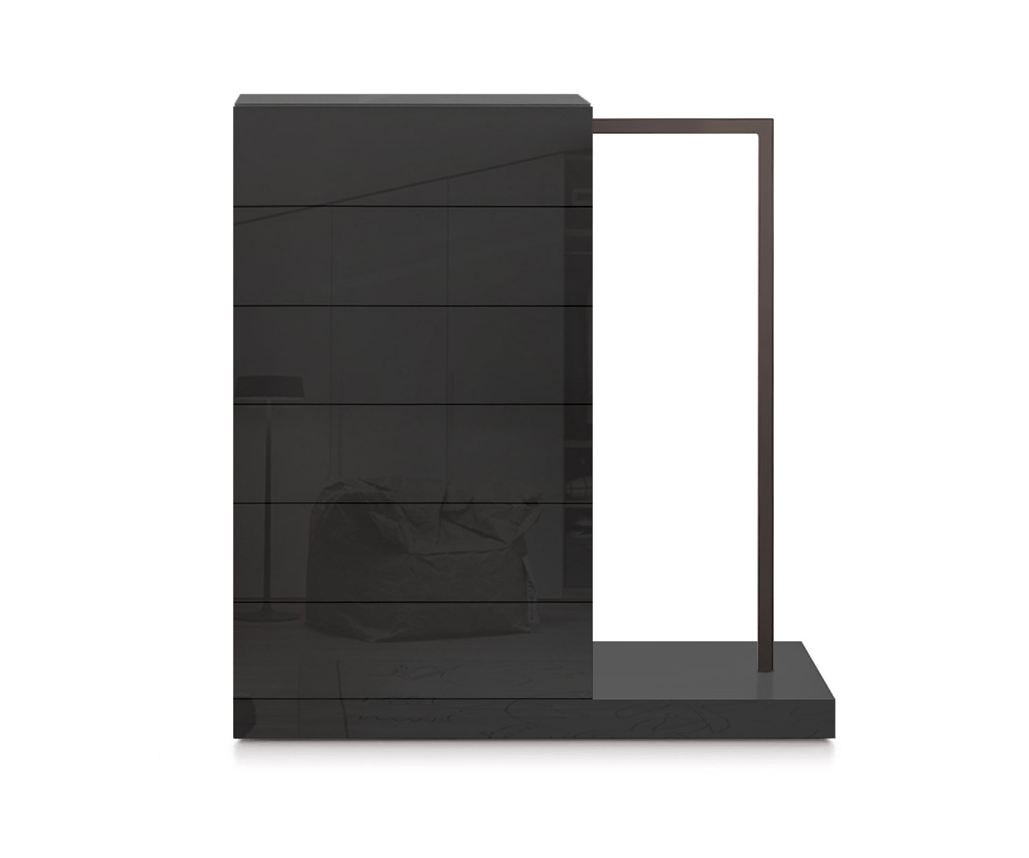 Novamobili Easy6 hoge ladekast + kleerkast rechts B64cm glanzend zwart418 Novamobili Easy6 hoge ladekast + kleerkast rechts B64cm glanzend zwart418