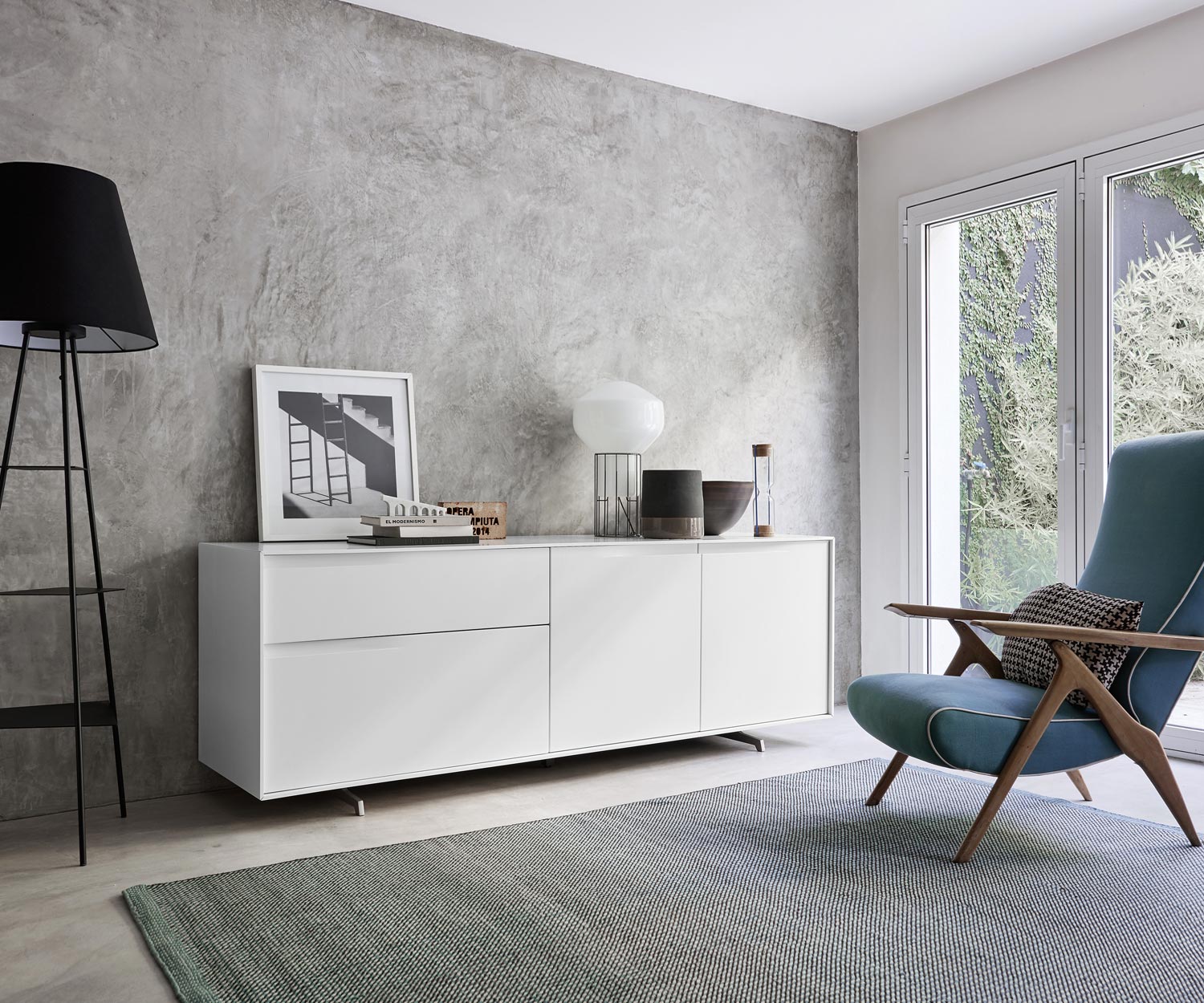 Livitalia Vela Design sideboard de haute qualité en blanc mat Livitalia Vela Design sideboard de haute qualité en blanc mat