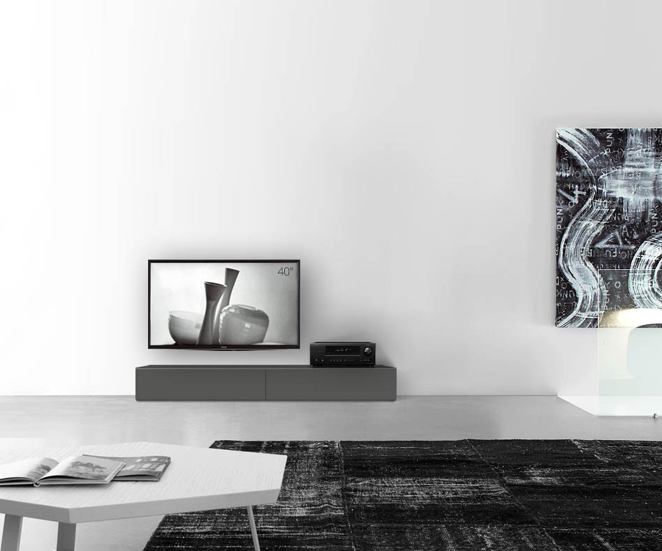 /Design Lowboard sol L180 H27 gris foncé mat /Design Lowboard sol L180 H27 gris foncé mat