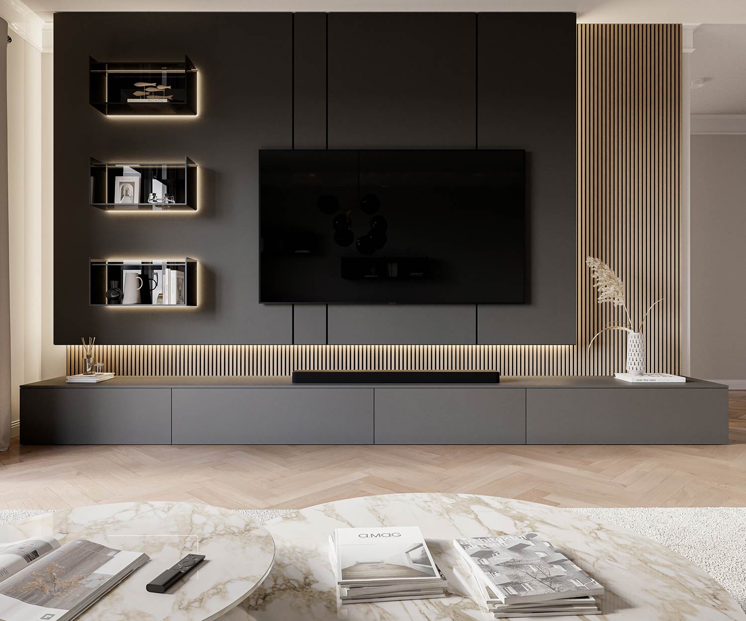 Livitalia Luxe design TV wandmeubel C100 frontaal