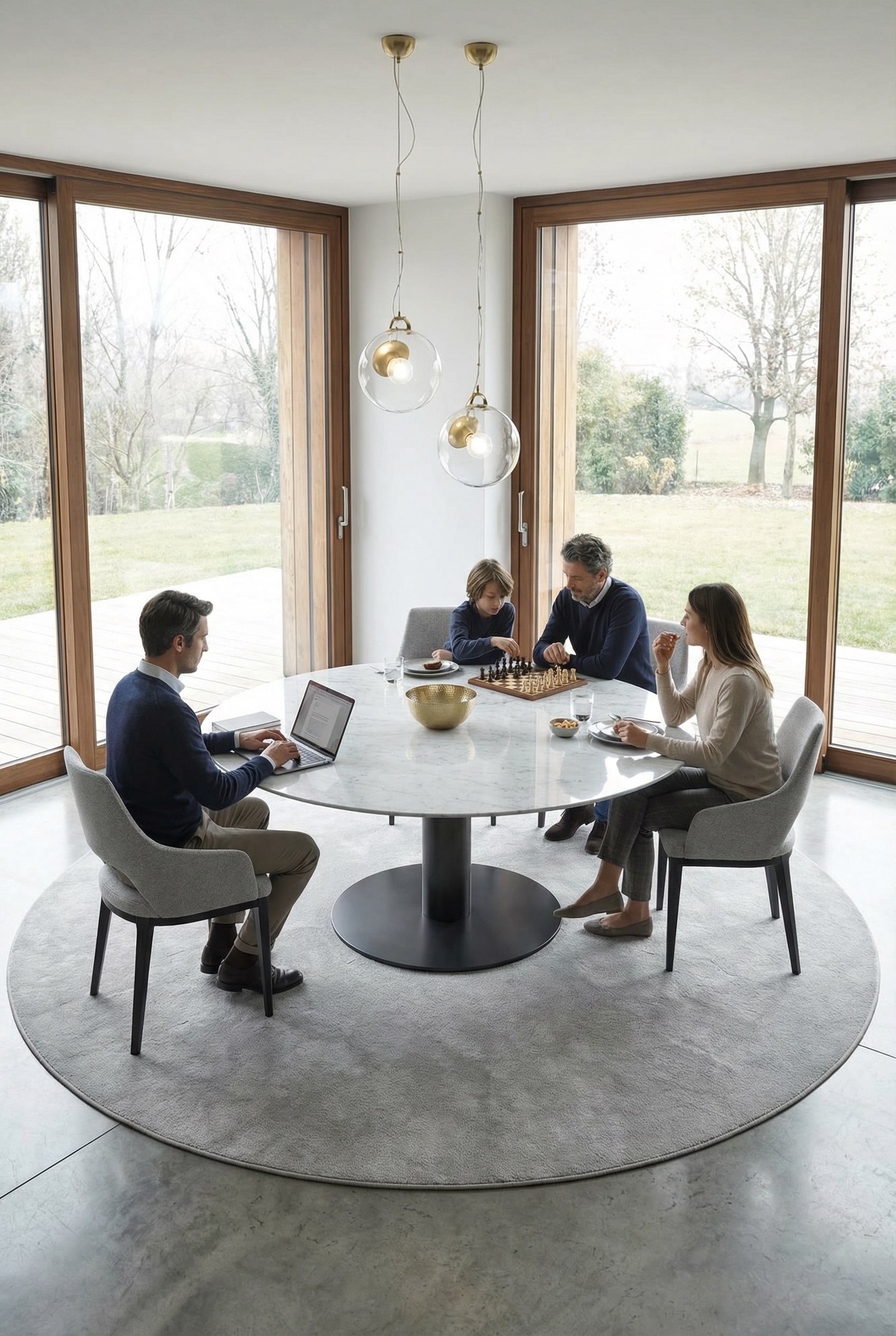 Luxuri&ouml;ser Marmor Esstisch Marelli Break in einem edlen Raum