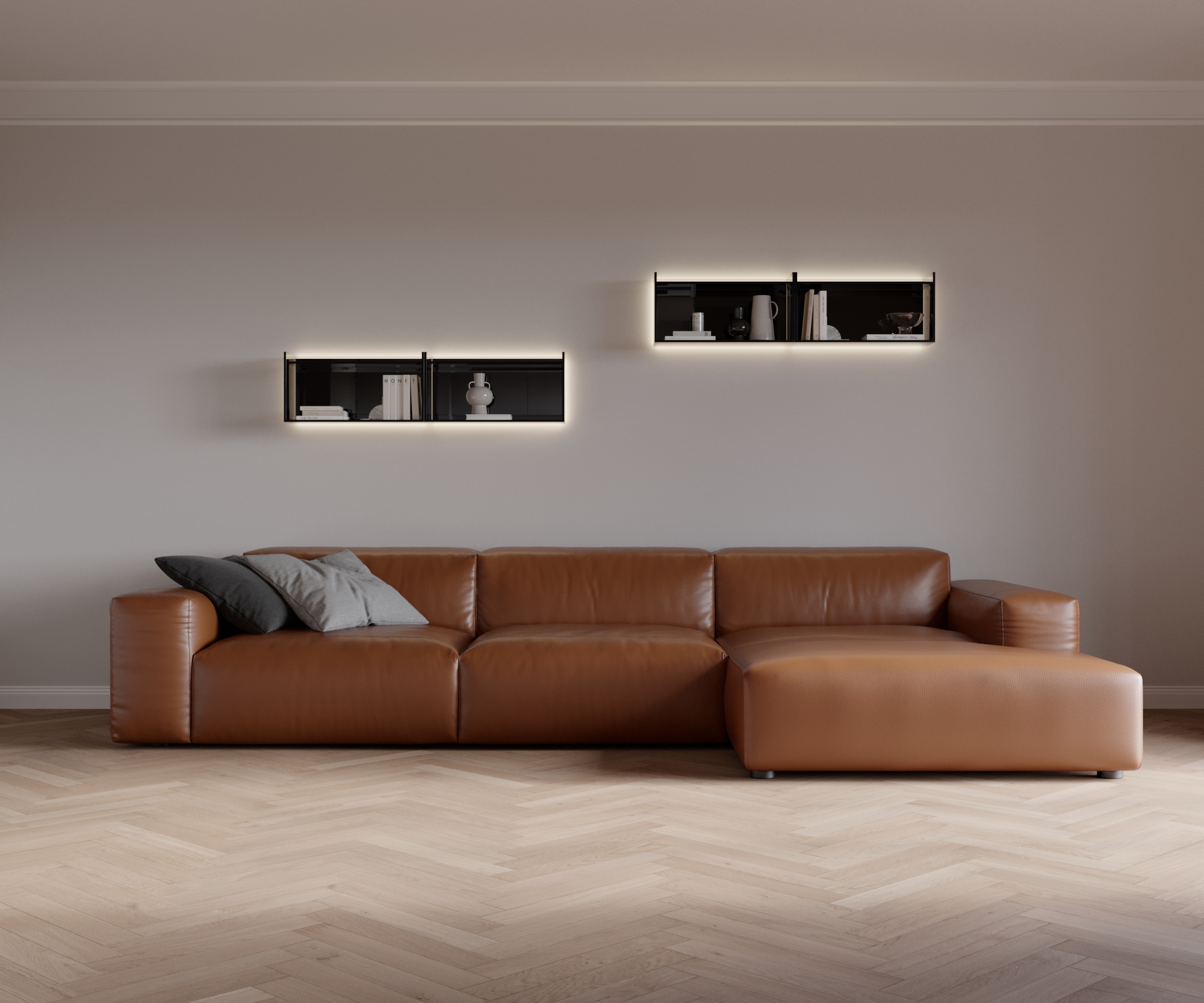 Cloud 2 places chaise lounge droite Cuir Devina Cognac Cloud 2 places chaise lounge droite Cuir Devina Cognac