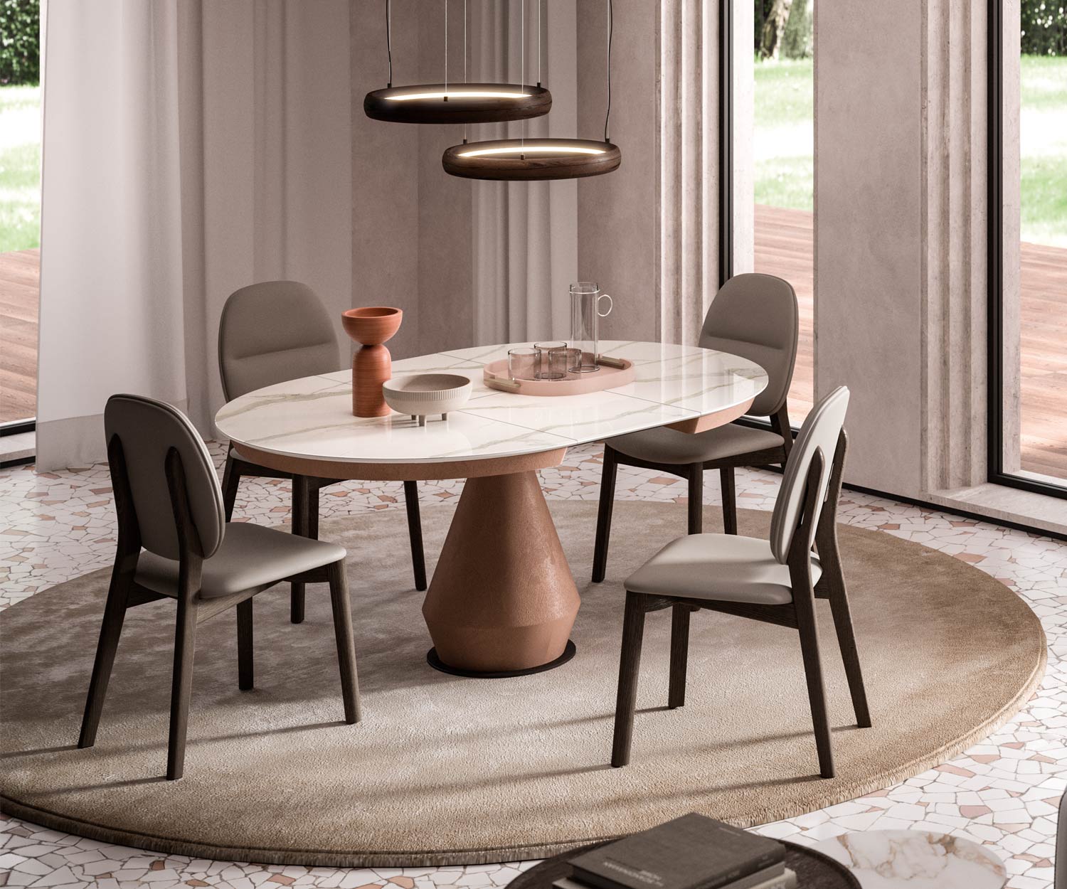 Table de salle à manger ronde design Plateau de table en céramique