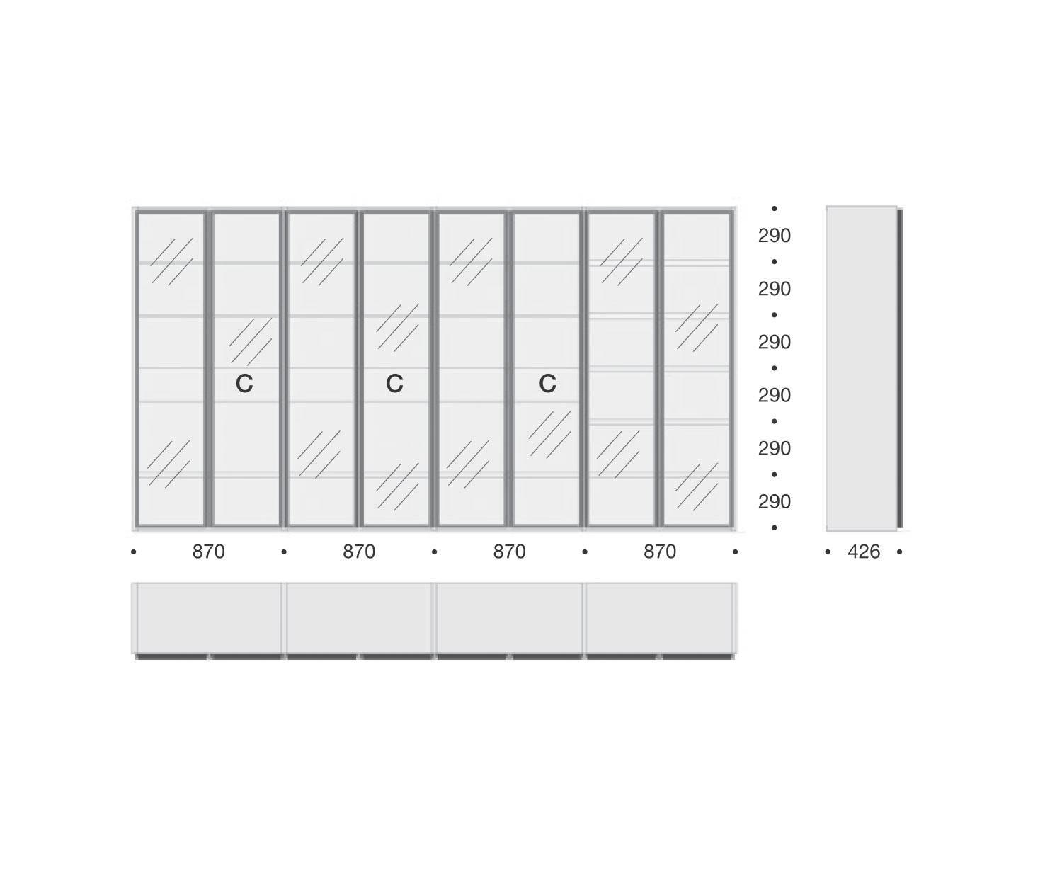 Bibliothèque moderne Livitalia avec vitrine en verre C63 Bibliothèque moderne Livitalia avec vitrine en verre C63