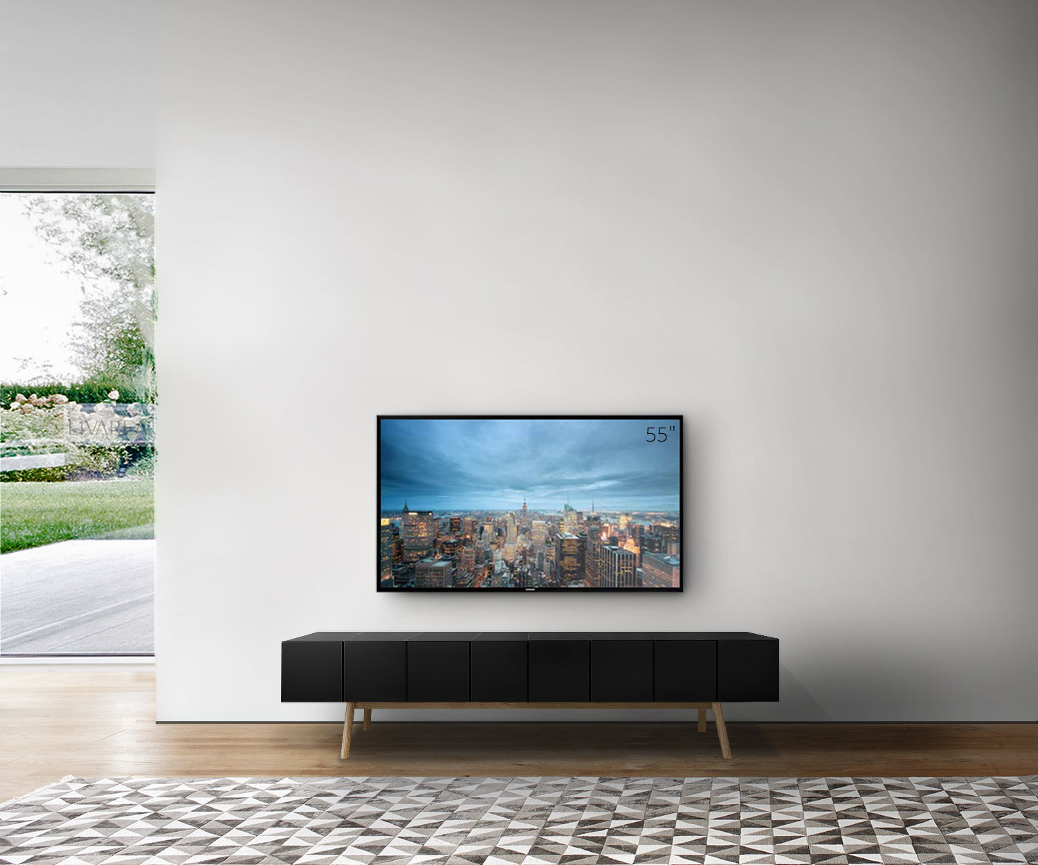 al2 MOS I KO 005 B Breedte 200 cm Body zwart Poten eiken