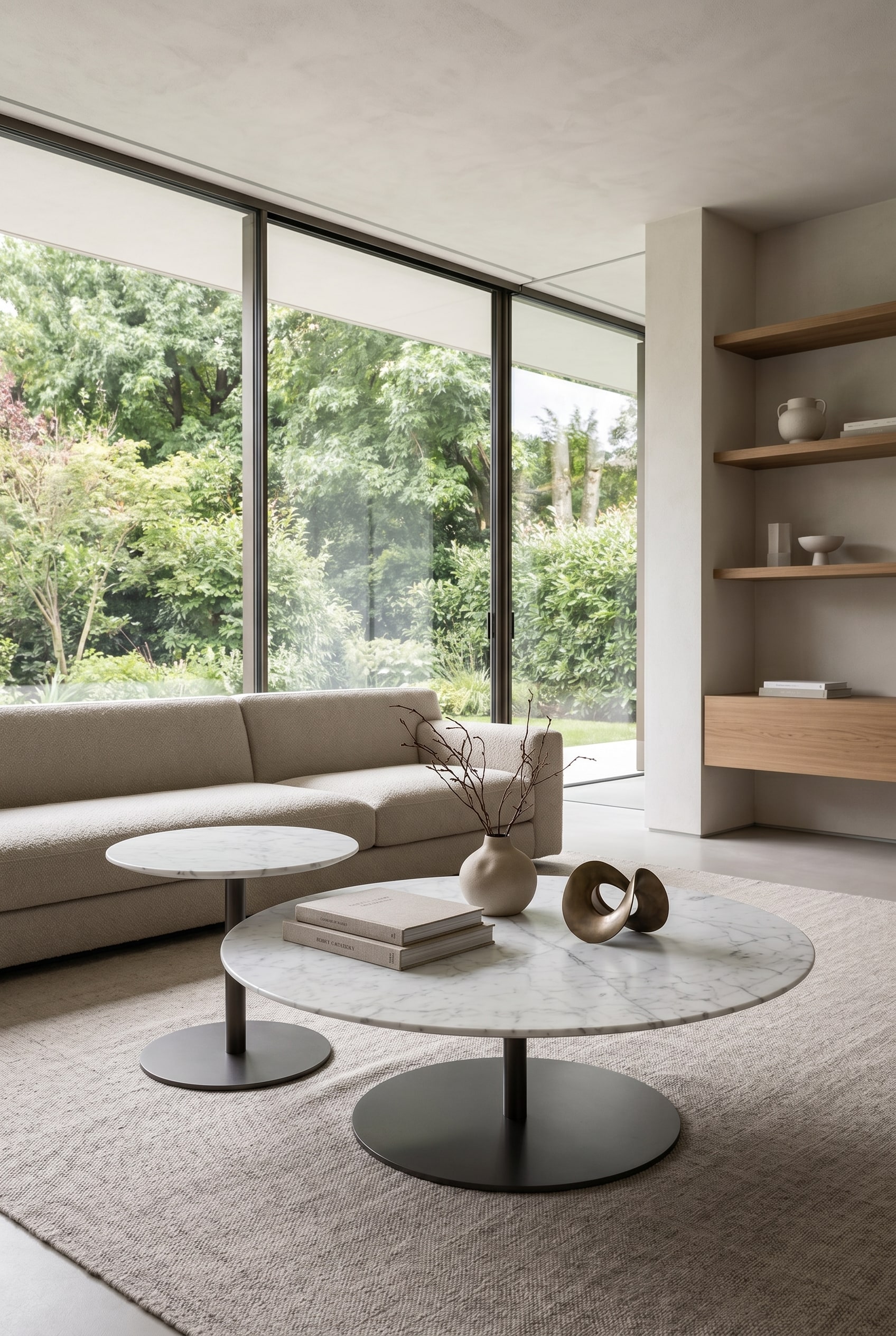 Table basse Marelli Break dans un groupement asymétrique dans un salon moderne Table basse Marelli Break dans un groupement asymétrique dans un salon moderne