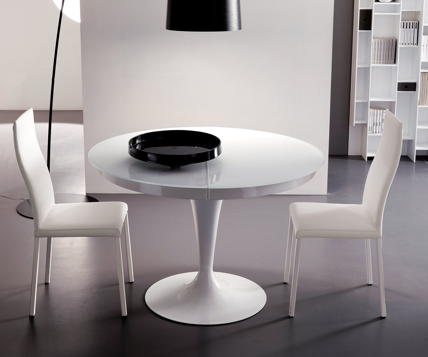Exclusif Ozzio Table ronde Eclipse Blanc Verre Exclusif Ozzio Table ronde Eclipse Blanc Verre