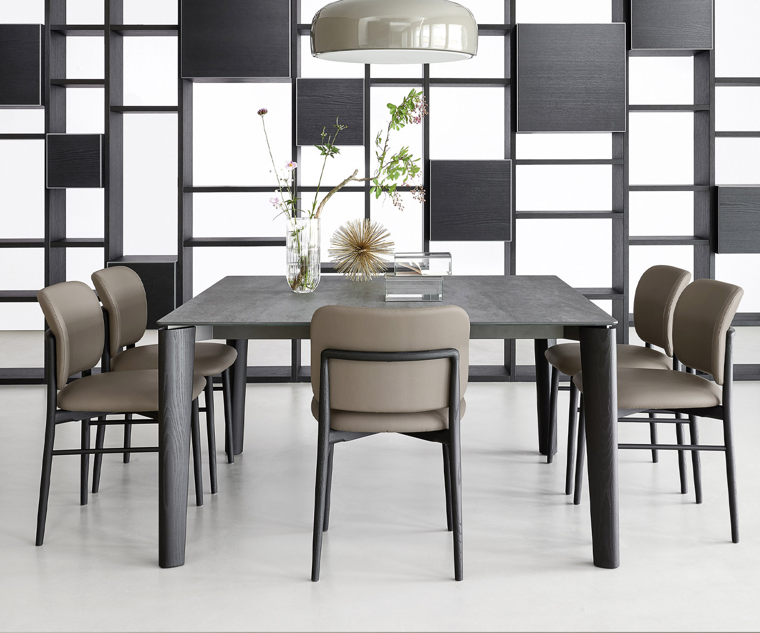 Exclusif Livitalia Design Table de salle à manger Desco extensible Chêne Carbone Bois