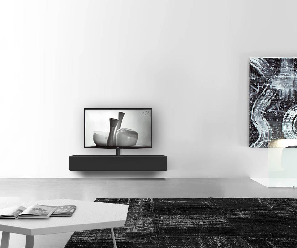 Design lowboard configurator met TV-bevestiging wandbreedte 150 24 45 midden mat zwart