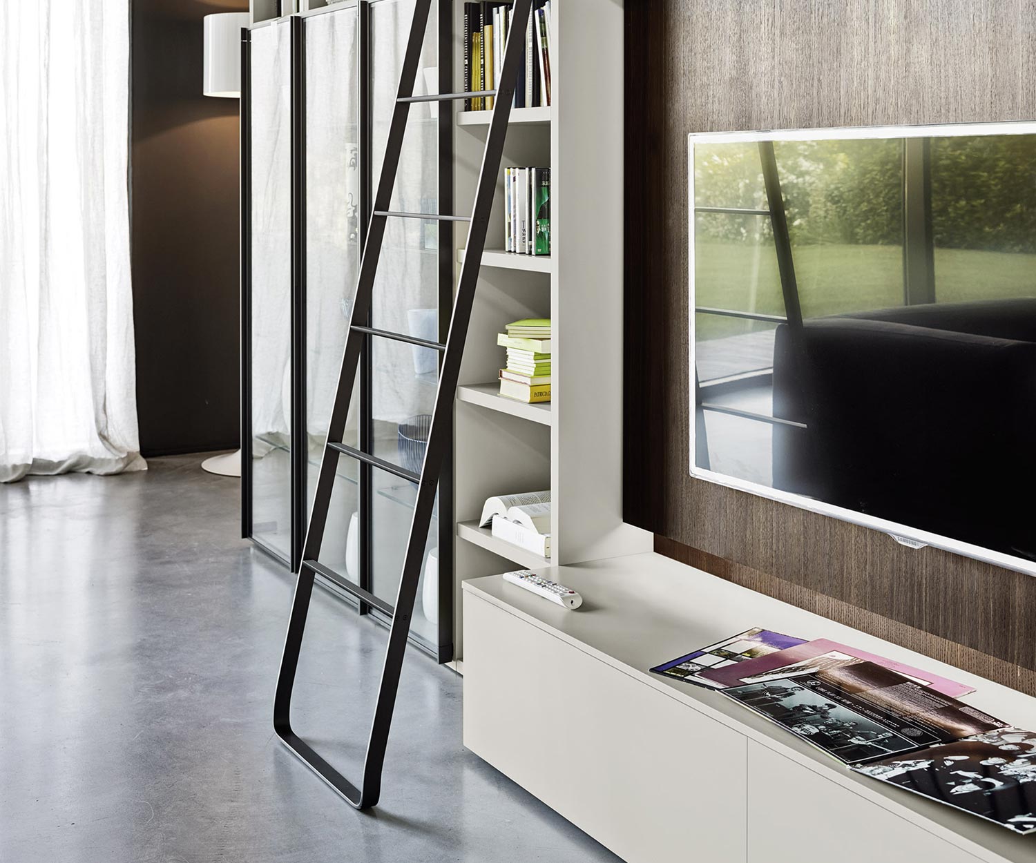 Design boekenkast met ladder C60