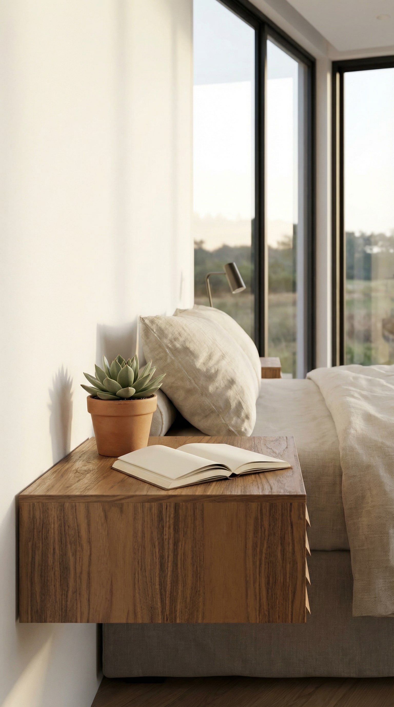Table de chevet Punt Sussex avec des lattes en bois pour une expérience haptique dans la chambre Table de chevet Punt Sussex avec des lattes en bois pour une expérience haptique dans la chambre