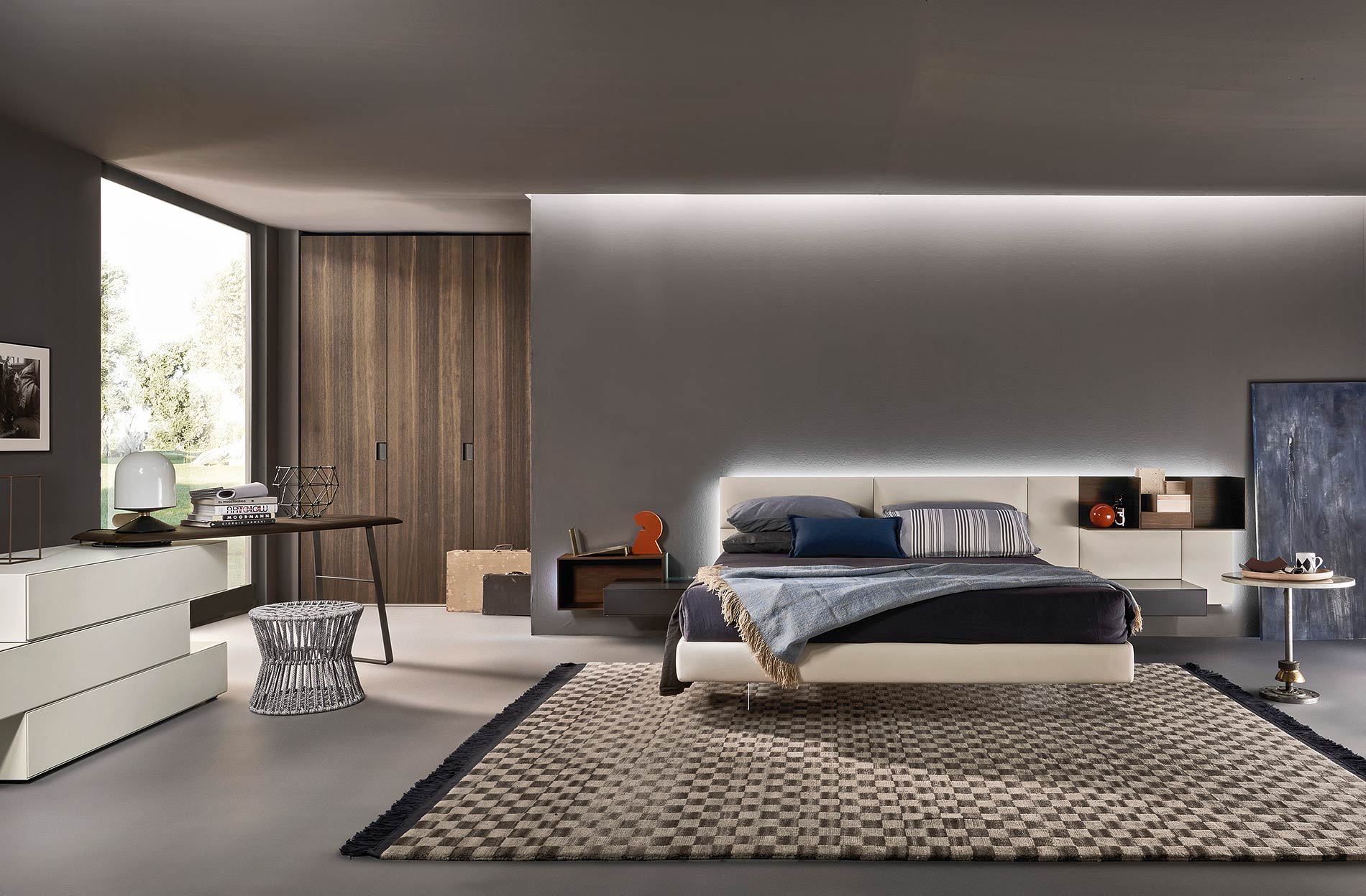 Ontwerp slaapkamer met zwevend bed