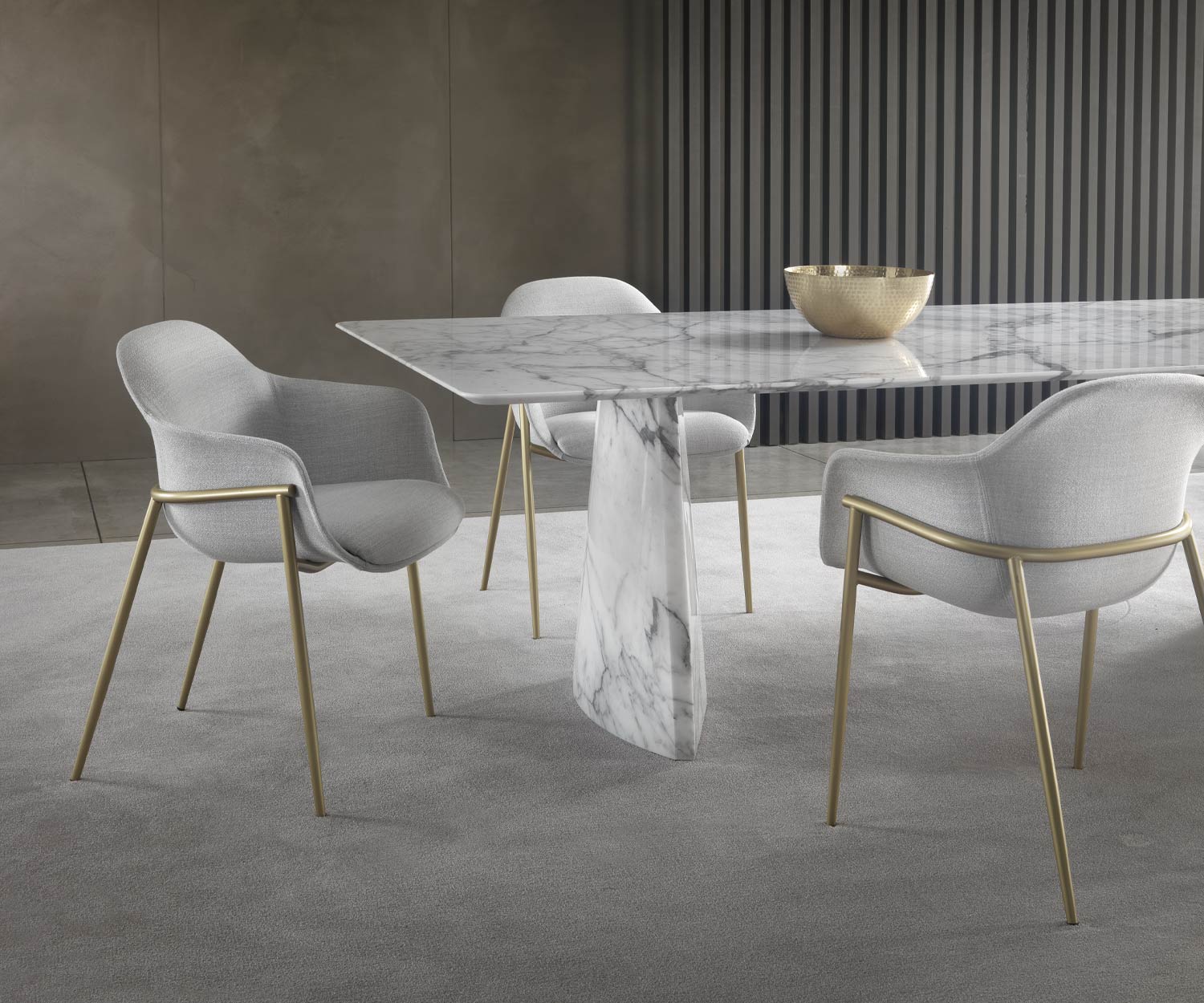 Exclusieve design eettafel wit marmeren detail tafelblad  Exclusieve design eettafel wit marmeren detail tafelblad