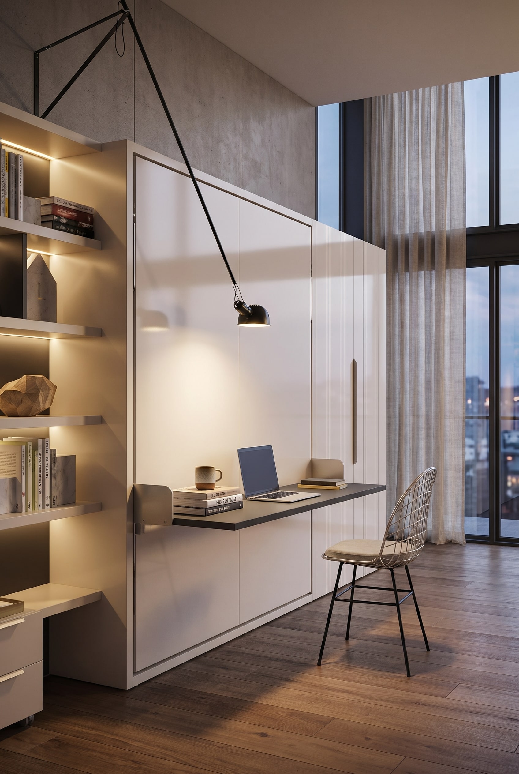Modernes Arbeitszimmer mit Schrankbett Modernes Arbeitszimmer mit Schrankbett