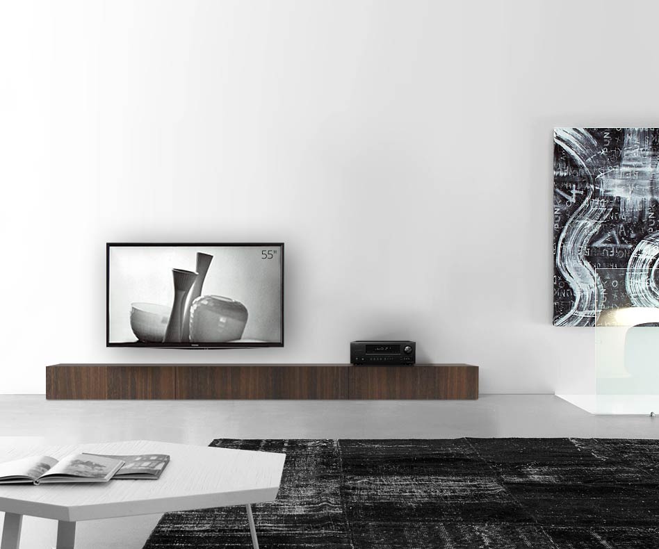 Livitalia Houten design lowboard configurator vloer 300 cm 24 cm 46 cm bruin eiken Livitalia Houten design lowboard configurator vloer 300 cm 24 cm 46 cm bruin eiken