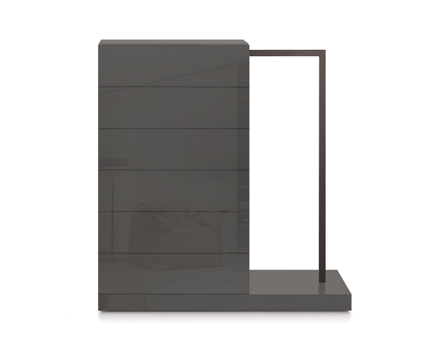 Novamobili Easy6 hoge ladekast + kleerkast rechts B64cm glanzend quartz410