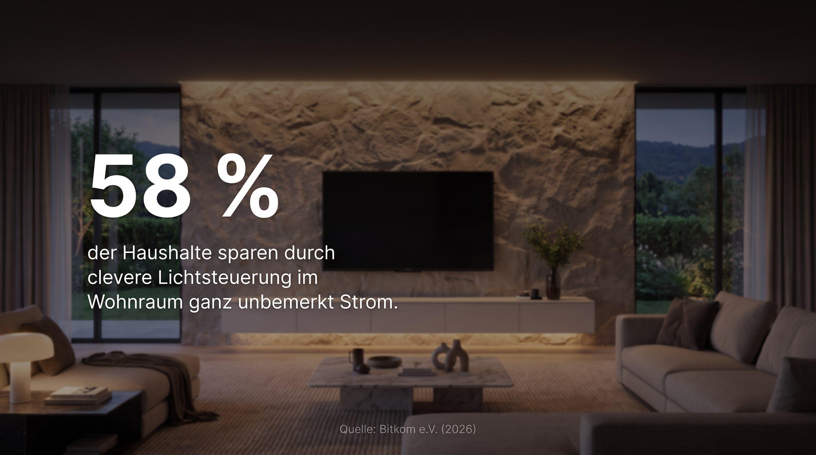 58 % – des ménages économisent de l'électricité sans s'en rendre compte grâce à un contrôle intelligent de l'éclairage dans le salon.