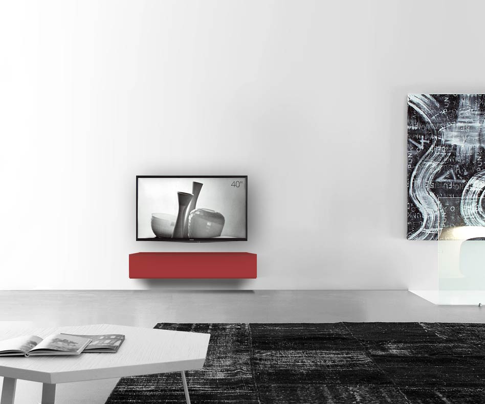 /Design lowboard wand B120 H25 5 mat rood /Design lowboard wand B120 H25 5 mat rood
