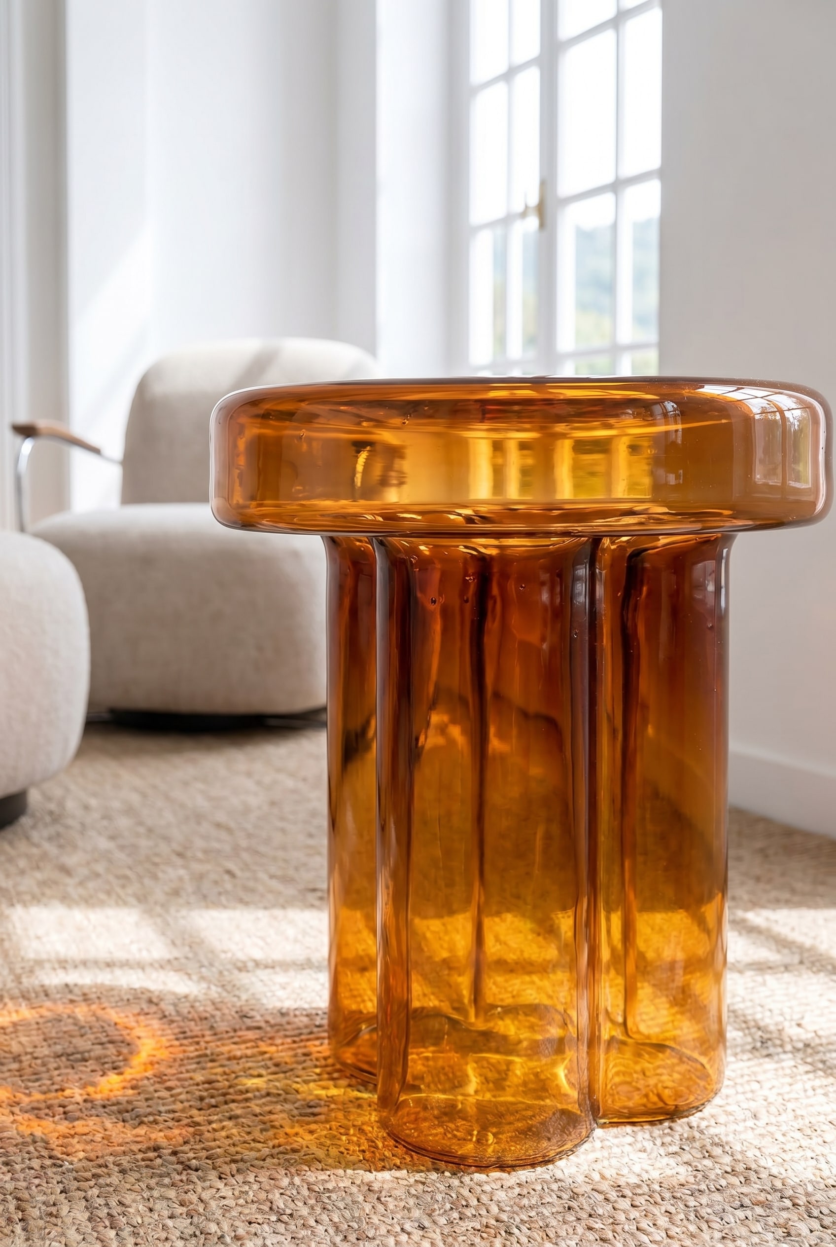 Vue d&eacute;taill&eacute;e du verre fait main de la table basse Miniforms Soda