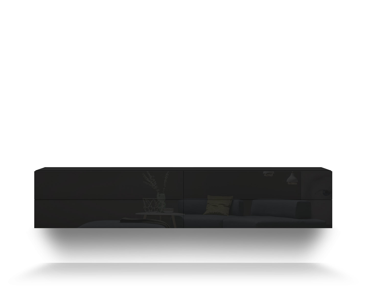 Novamobili Easy 4-zits wandmeubel B216 zwart418 Novamobili Easy 4-zits wandmeubel B216 zwart418
