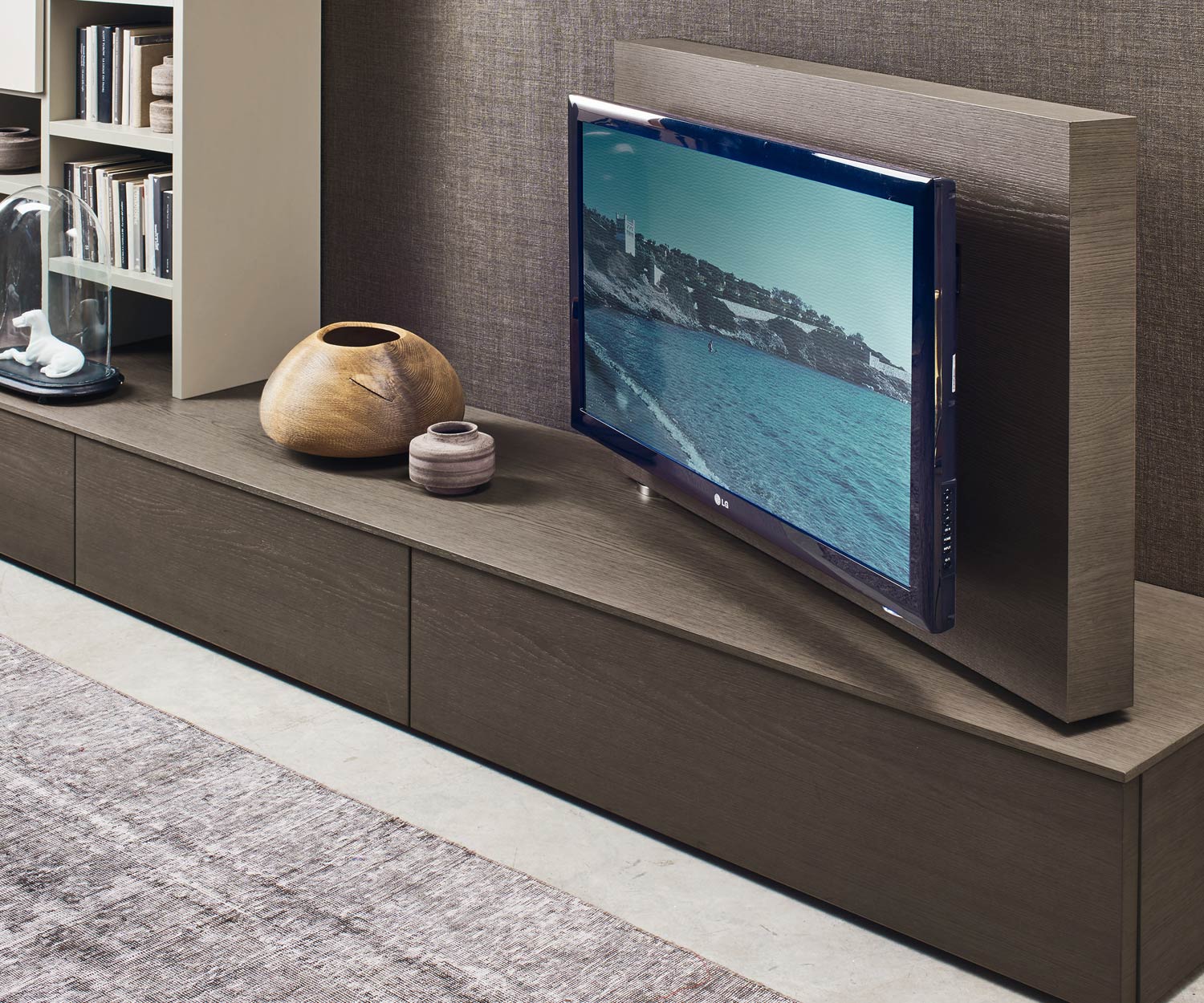 Livitalia Design wandmeubel C45 met draaibaar TV-paneel