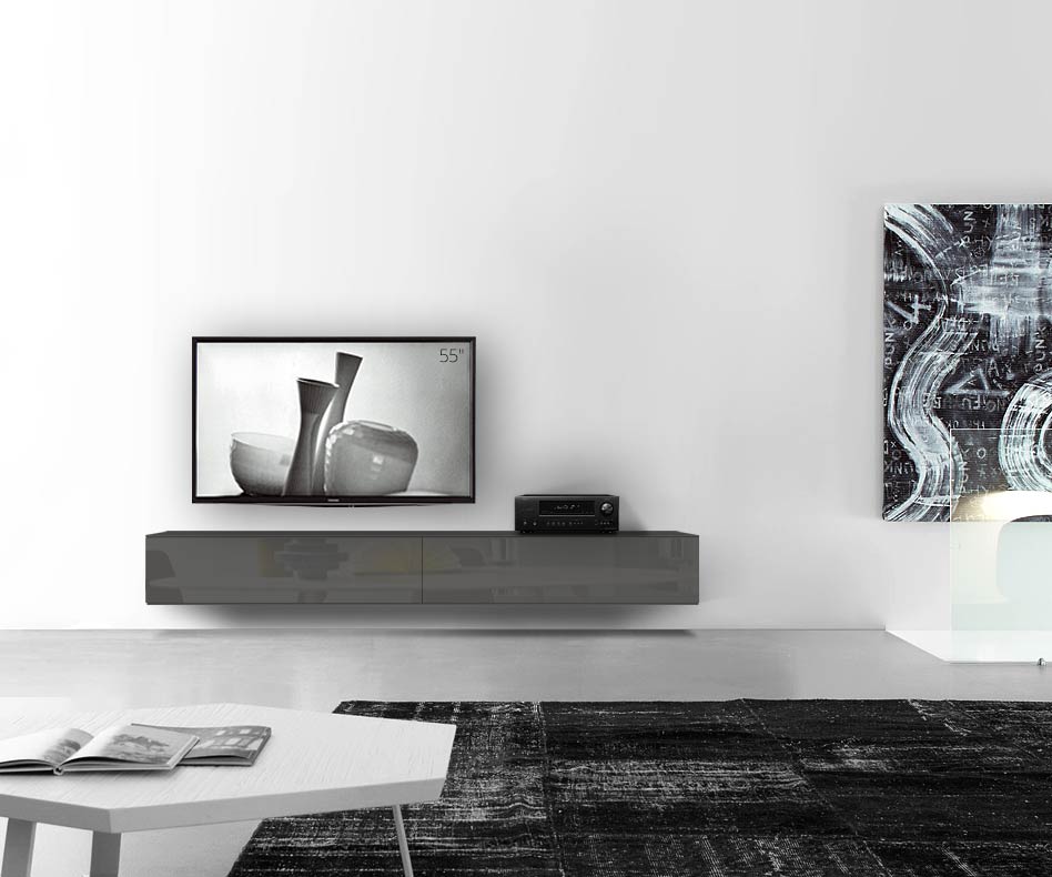 /Design lowboard wand B240 H33 5 glanzend donkergrijs /Design lowboard wand B240 H33 5 glanzend donkergrijs