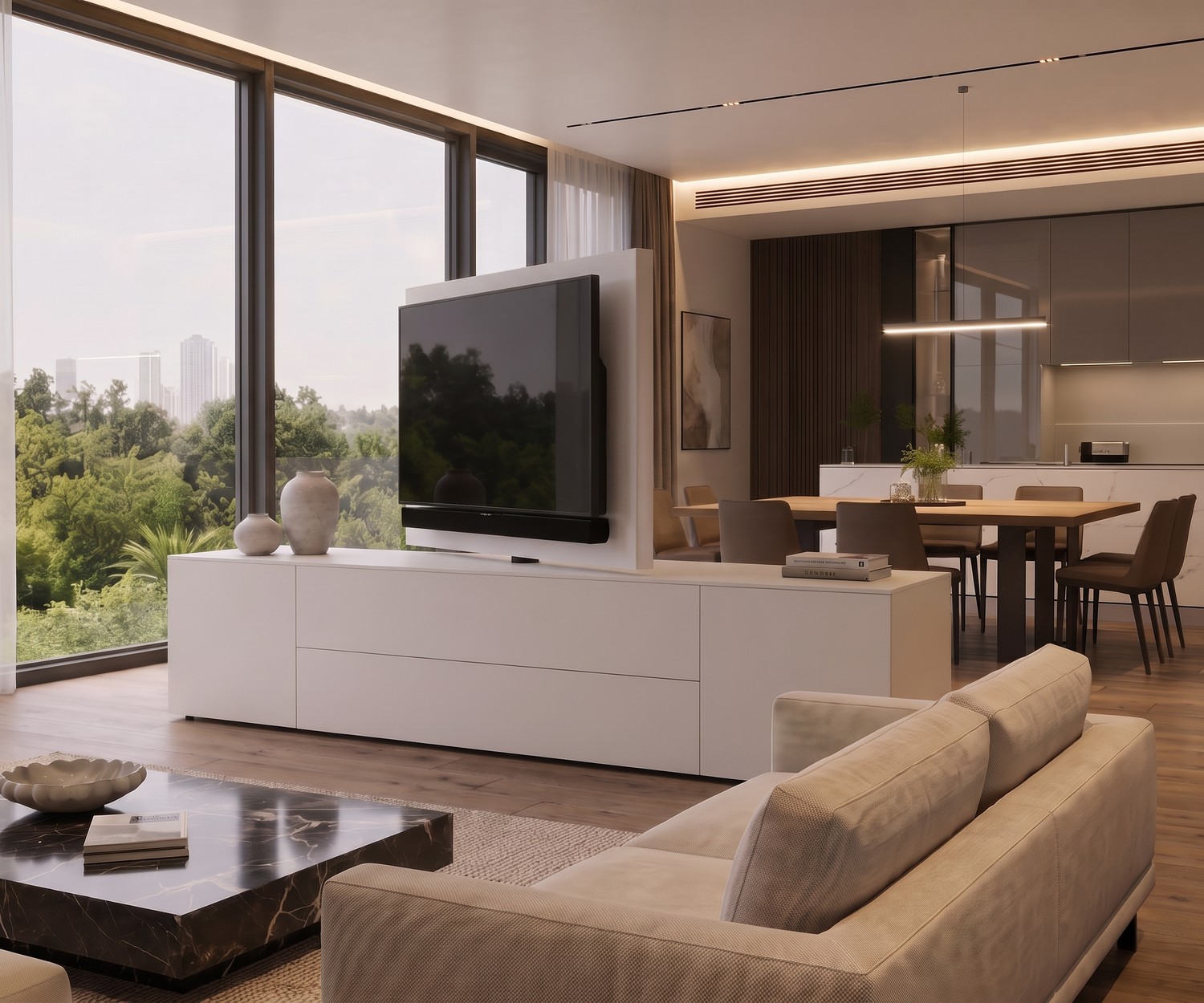 Livitalia Roto dressoir roomdivider met draaibaar tv-paneel Livitalia Roto Dressoir Roomdivider met Draaibaar TV Paneel