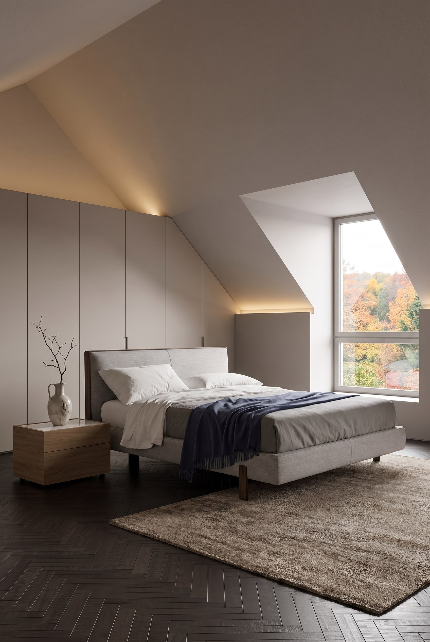 Dachgeschoss Schlafzimmer puristisches Designbett Dachgeschoss Schlafzimmer puristisches Designbett