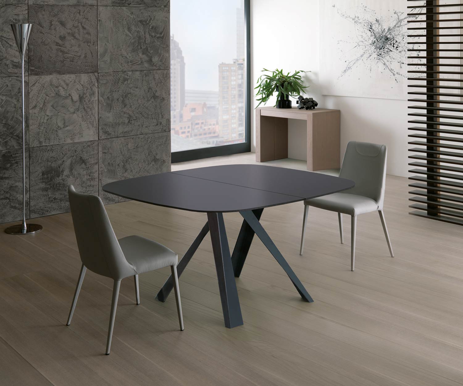 Ozzio Bombo uitschuifbare eettafel T246 vierkante tafel met ronde hoeken Ozzio Bombo uitschuifbare eettafel T246 vierkante tafel met ronde hoeken