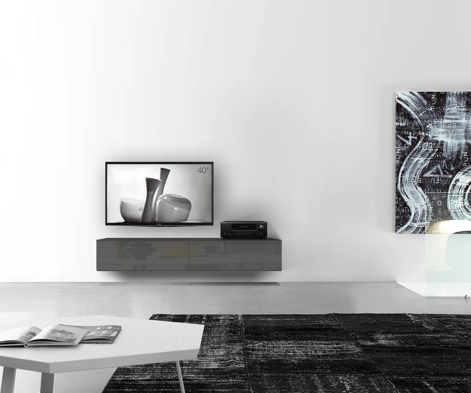 /Design Lowboard mural L180 H33 5 gris foncé brillant /Design Lowboard mural L180 H33 5 gris foncé brillant