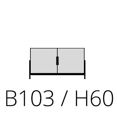 B 103 cm H 60 cm 2 deuren