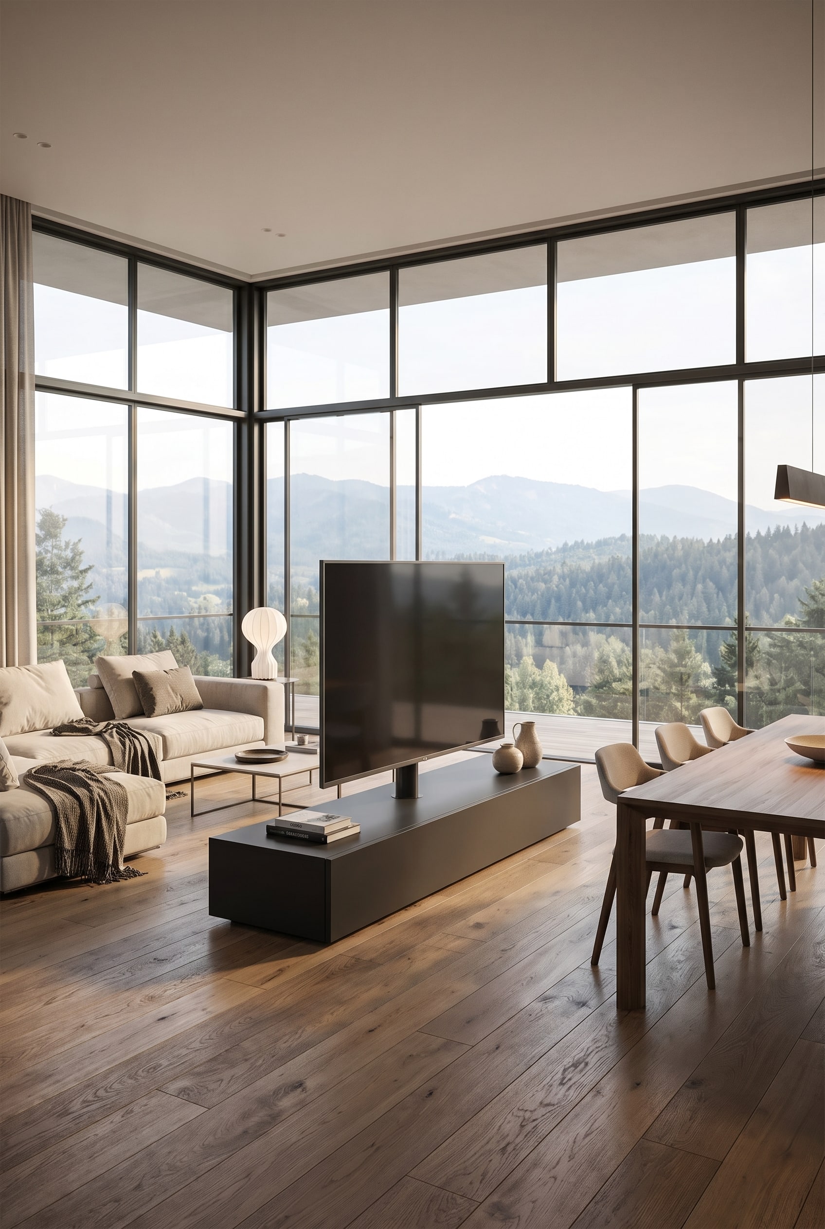 Offenes Wohnzimmer TV-Raumteiler modern
