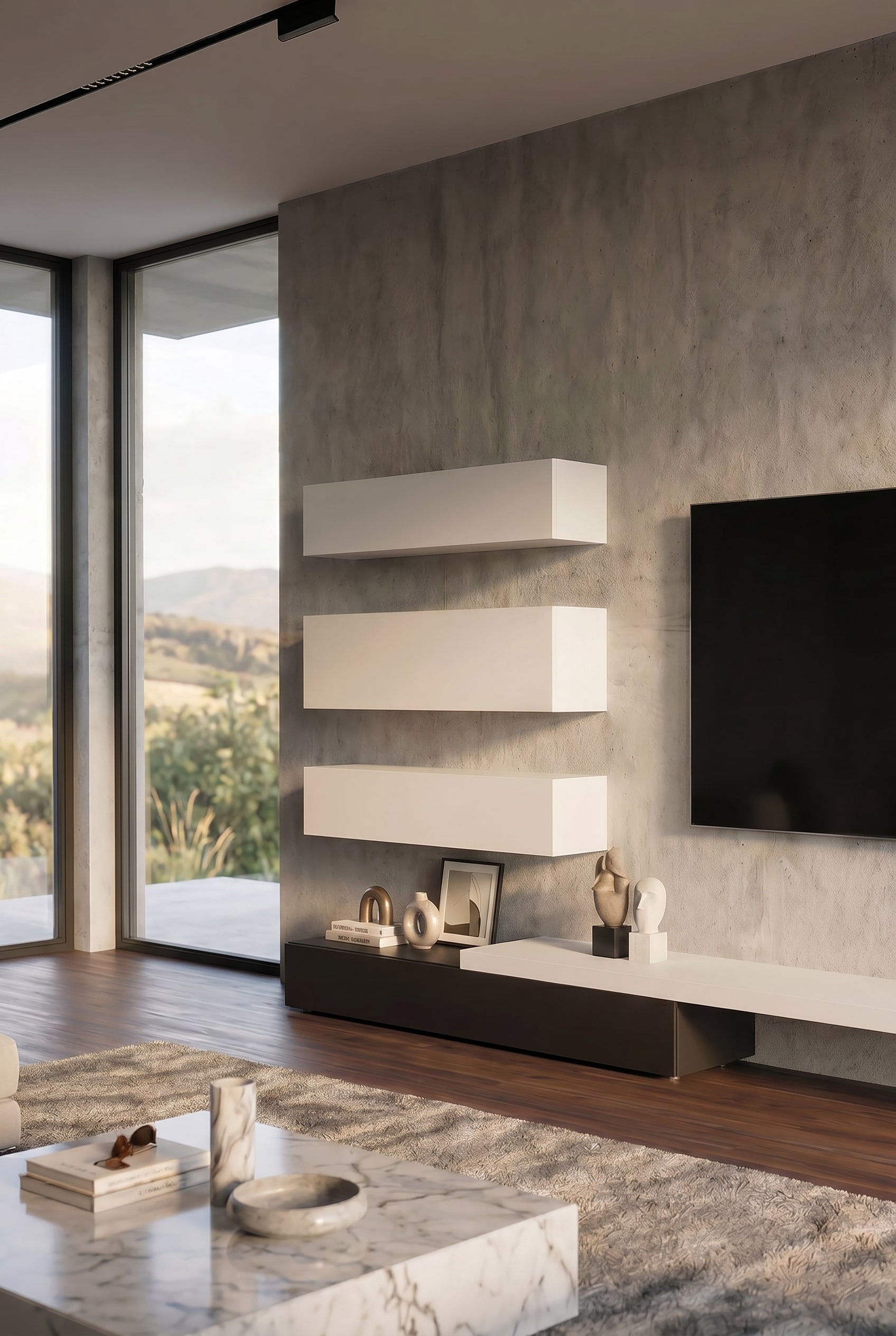 Précision géométrique des proportions du meuble TV