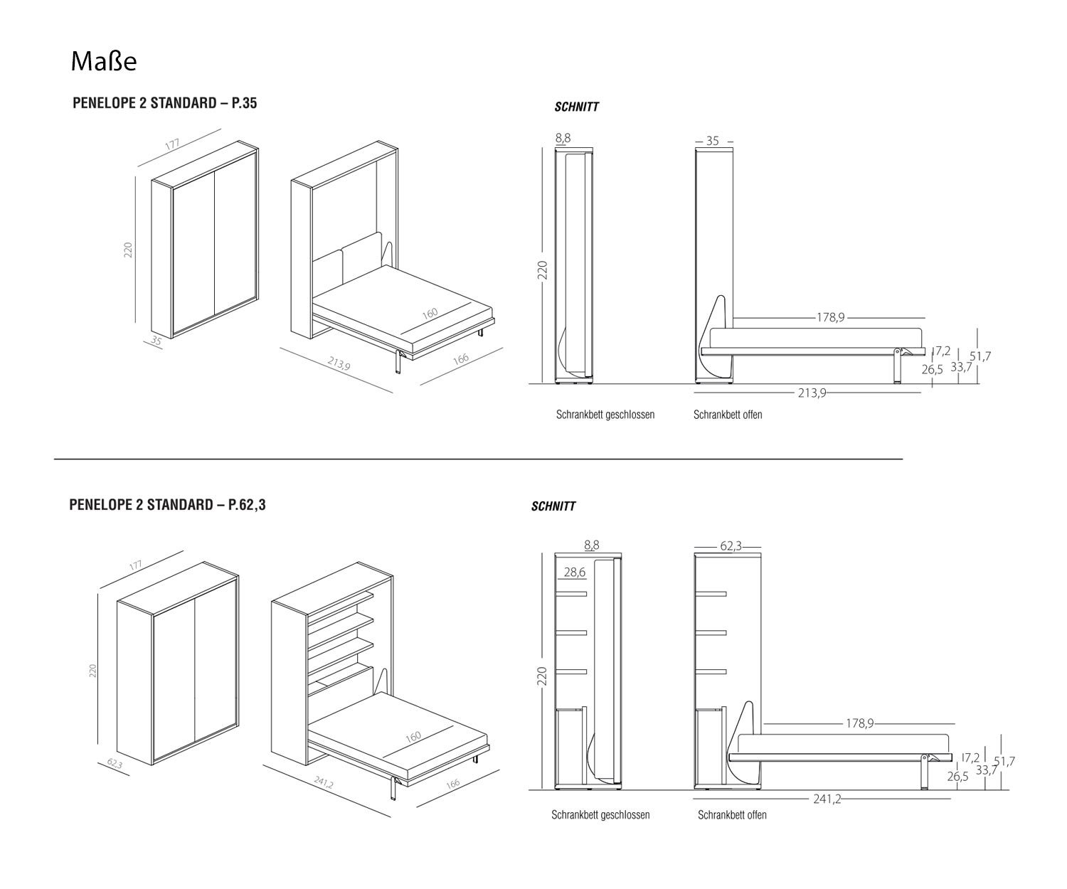 Clei Penelope 2 Design Lit escamotable Dimensions de l'esquisse Clei Penelope 2 Design Lit escamotable Dimensions de l'esquisse