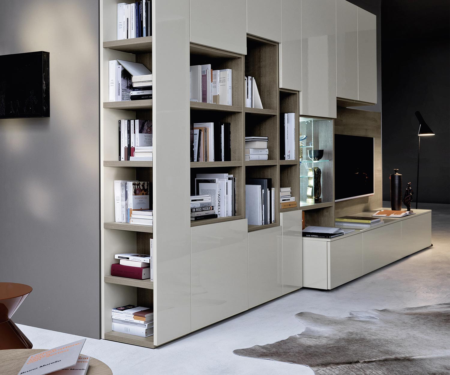 Exclusif Livitalia Meuble-paroi design avec bibliothèque C64 Exclusif Livitalia Meuble-paroi design avec bibliothèque C64