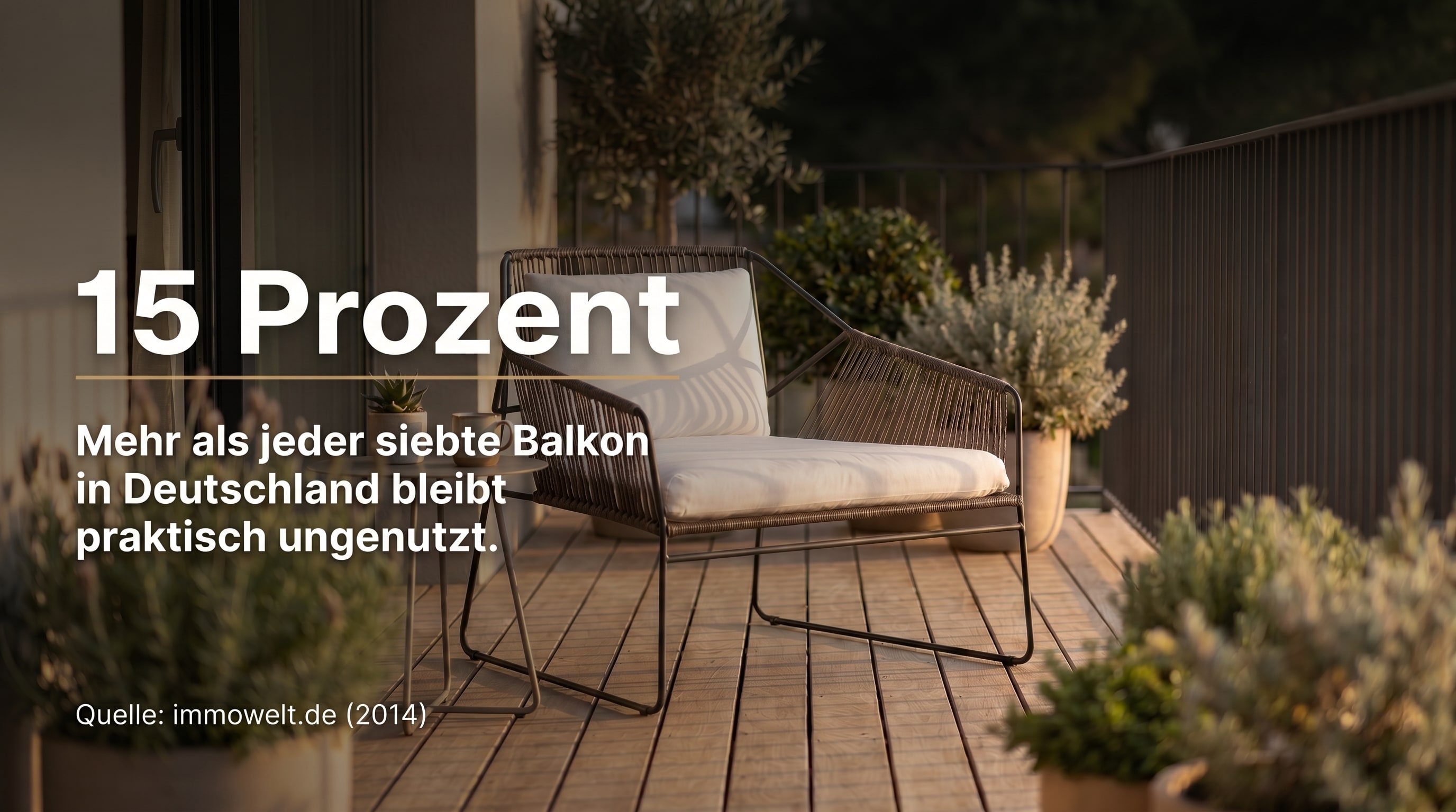15 Prozent &ndash; Mehr als jeder siebte Balkon in Deutschland bleibt praktisch ungenutzt.