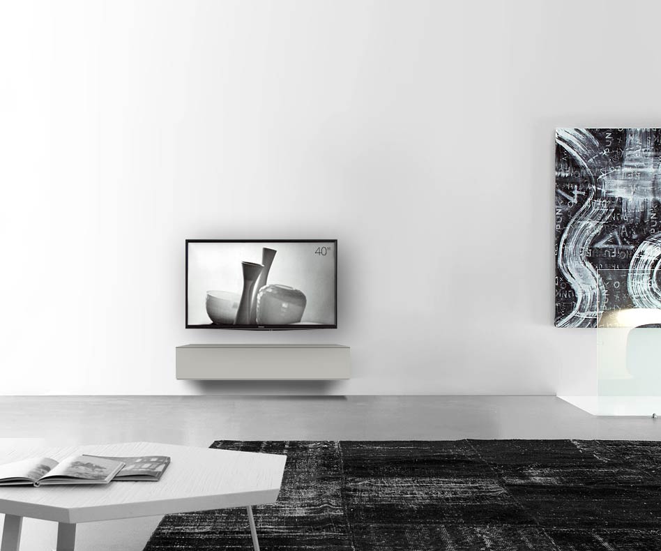 /Design Lowboard Wand B120 H25 5 gris clair mat /Design Lowboard Wand B120 H25 5 gris clair mat