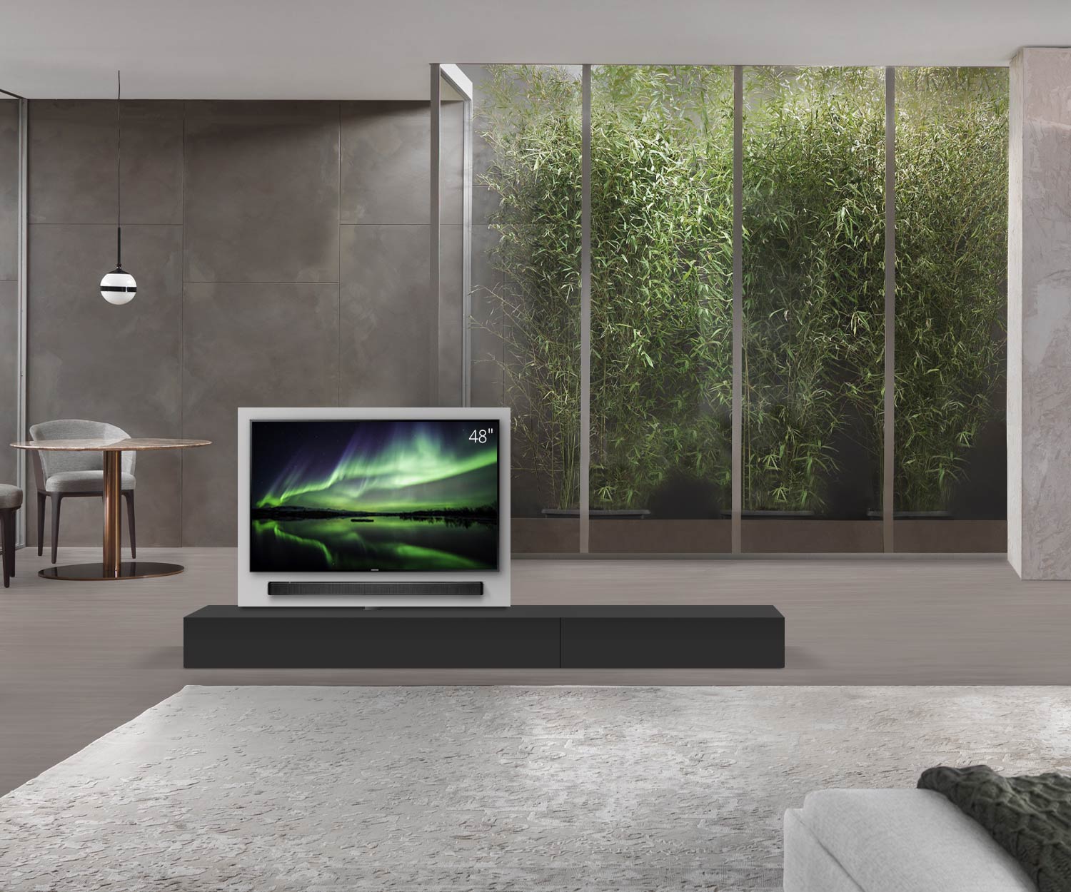 Livitalia Roto Design Lowboard Séparation de pièce avec panneau TV pivotant L150 50 H25 P47 NeroM B90re oBox Livitalia Roto Design Lowboard Séparation de pièce avec panneau TV pivotant L150 50 H25 P47 NeroM B90re oBox