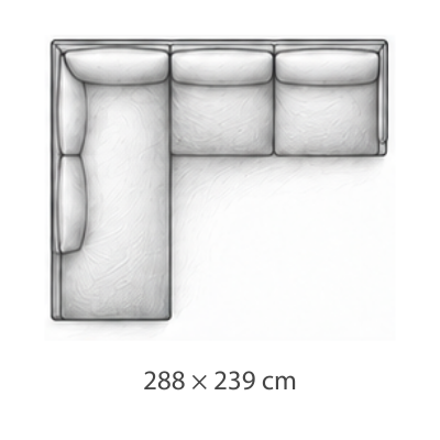 Canapé d’angle gauche · 288 × 239 cm