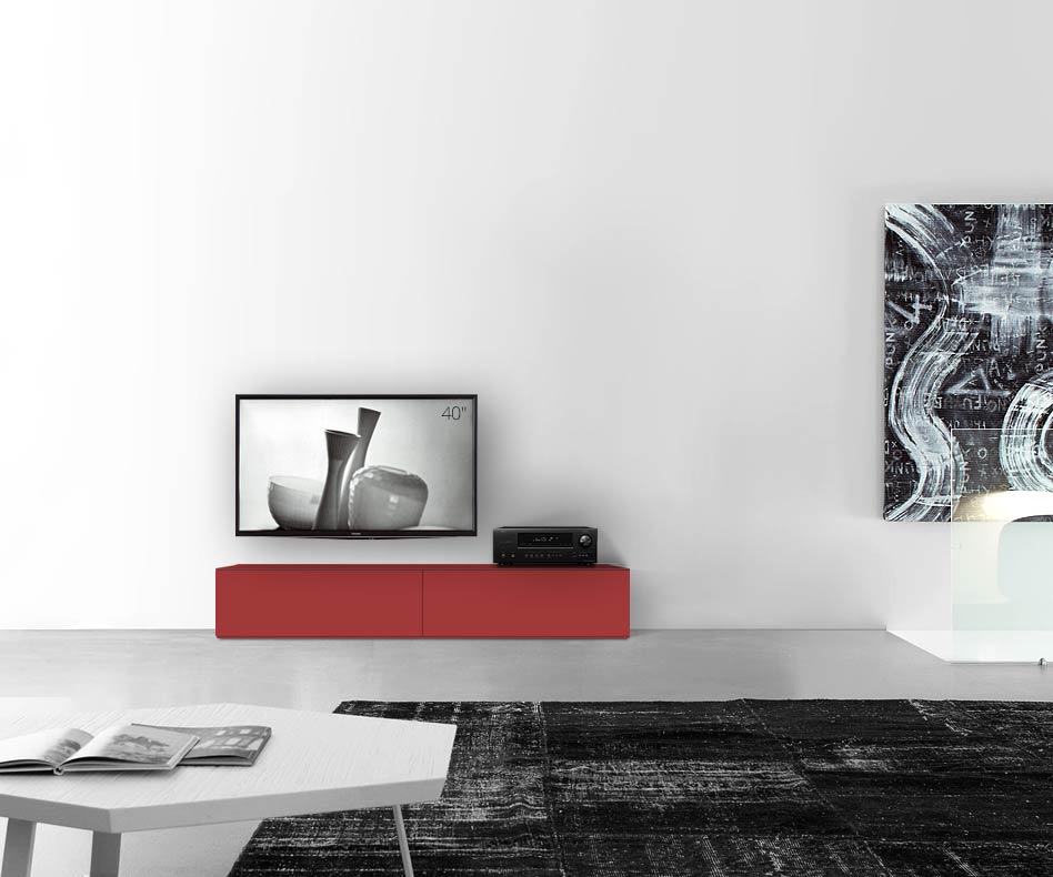 /Design Lowboard sol L180 H35 rouge mat /Design Lowboard sol L180 H35 rouge mat