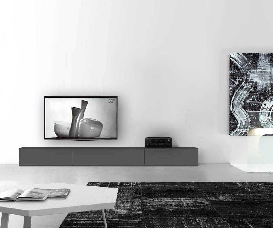 /Design Lowboard Fond L300 H35 gris foncé mat /Design Lowboard Fond L300 H35 gris foncé mat