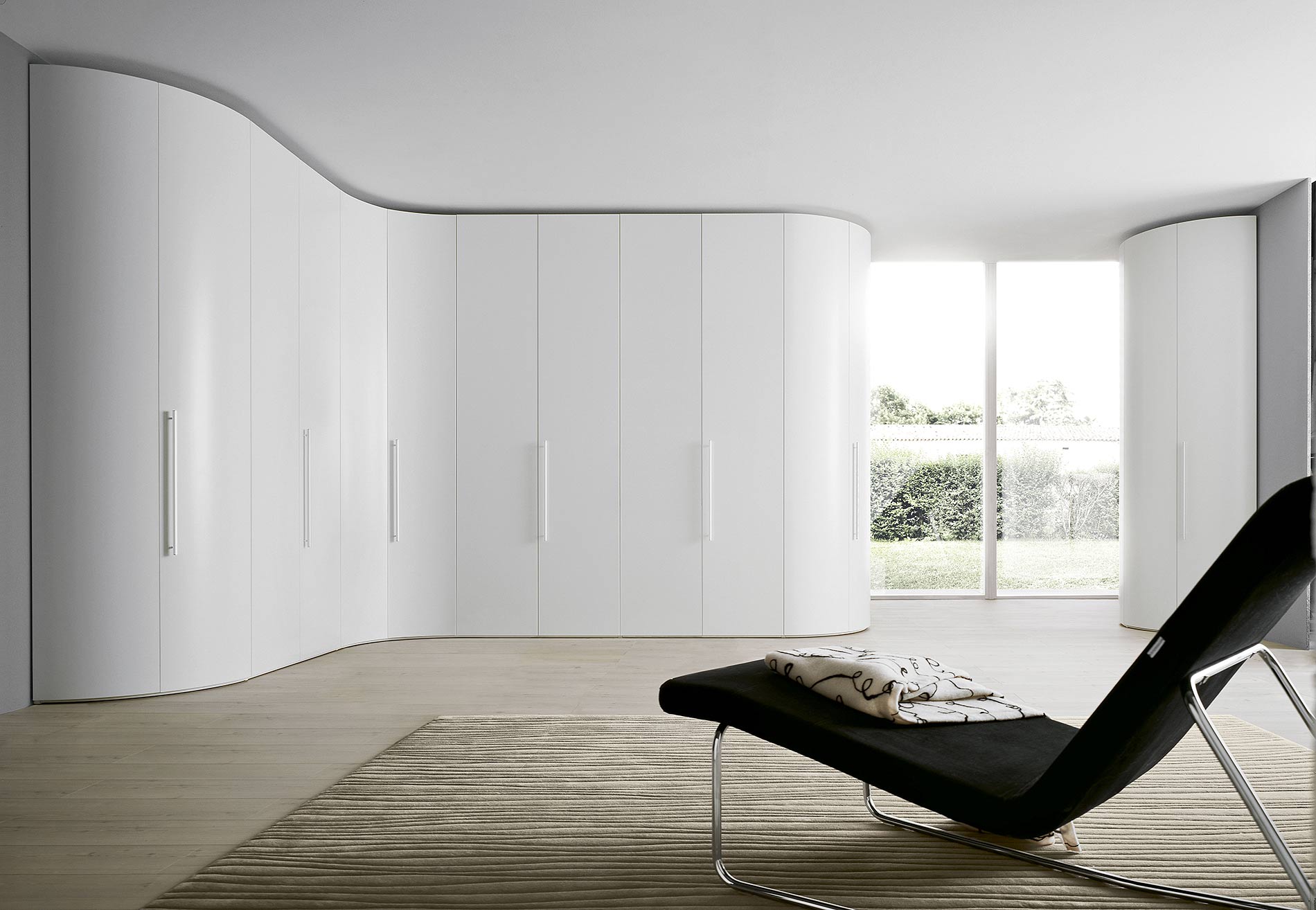 Armoire d'angle ronde design blanc mat Armoire d'angle ronde design blanc mat