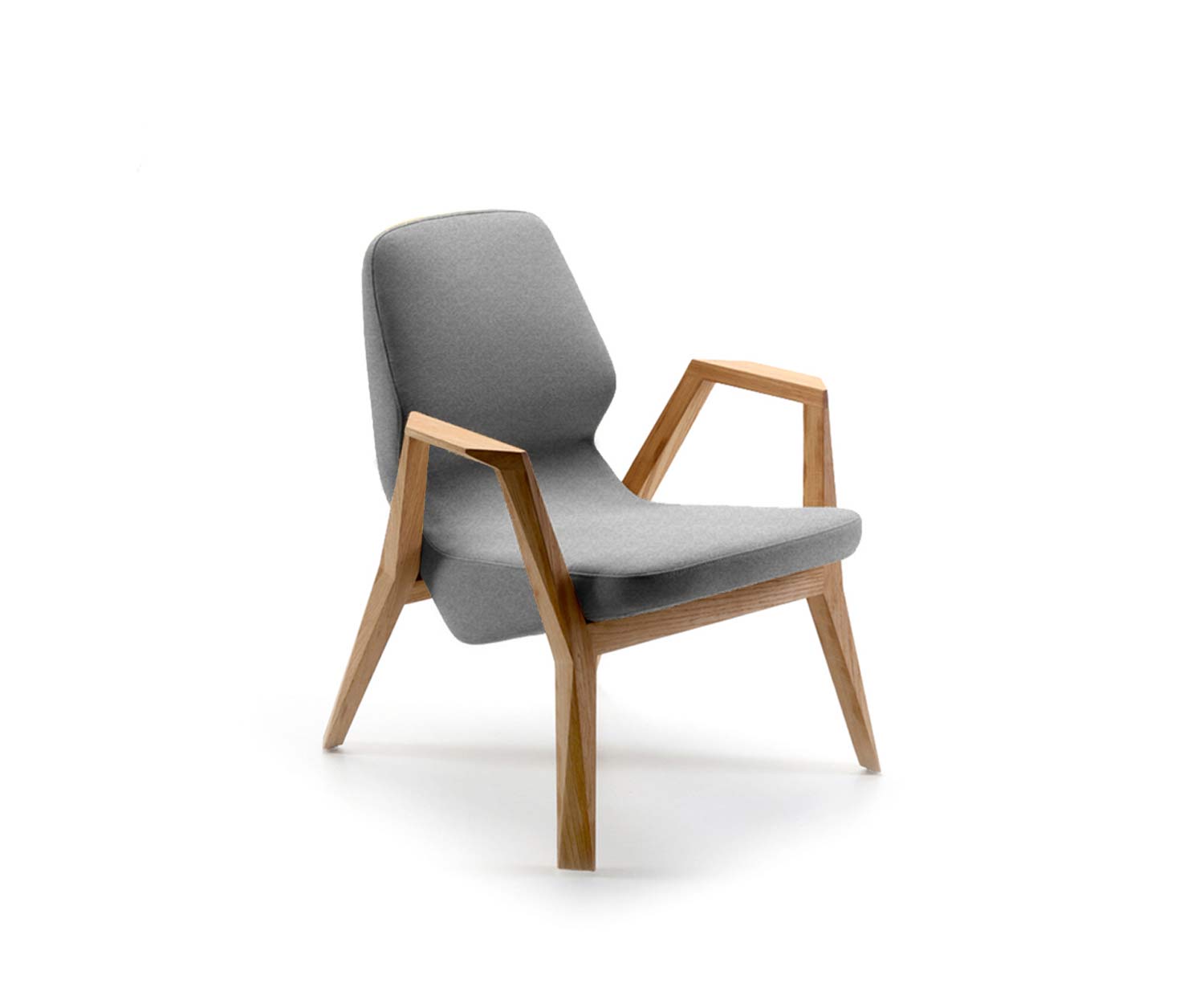 Exclusieve Prostoria Design fauteuil Oblique met massieve armleuningen
