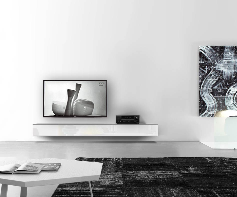 /Design lowboard wand B240 H25 5 hoogglans wit