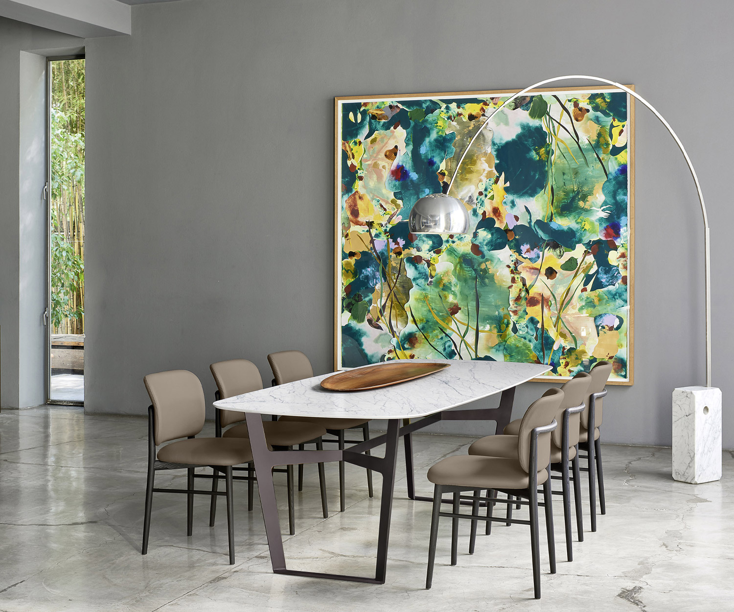 Table de salle à manger Obi Livitalia avec plateau de table blanc en céramique avec 6 chaises dans la salle à manger Table de salle à manger Obi Livitalia avec plateau de table blanc en céramique avec 6 chaises dans la salle à manger