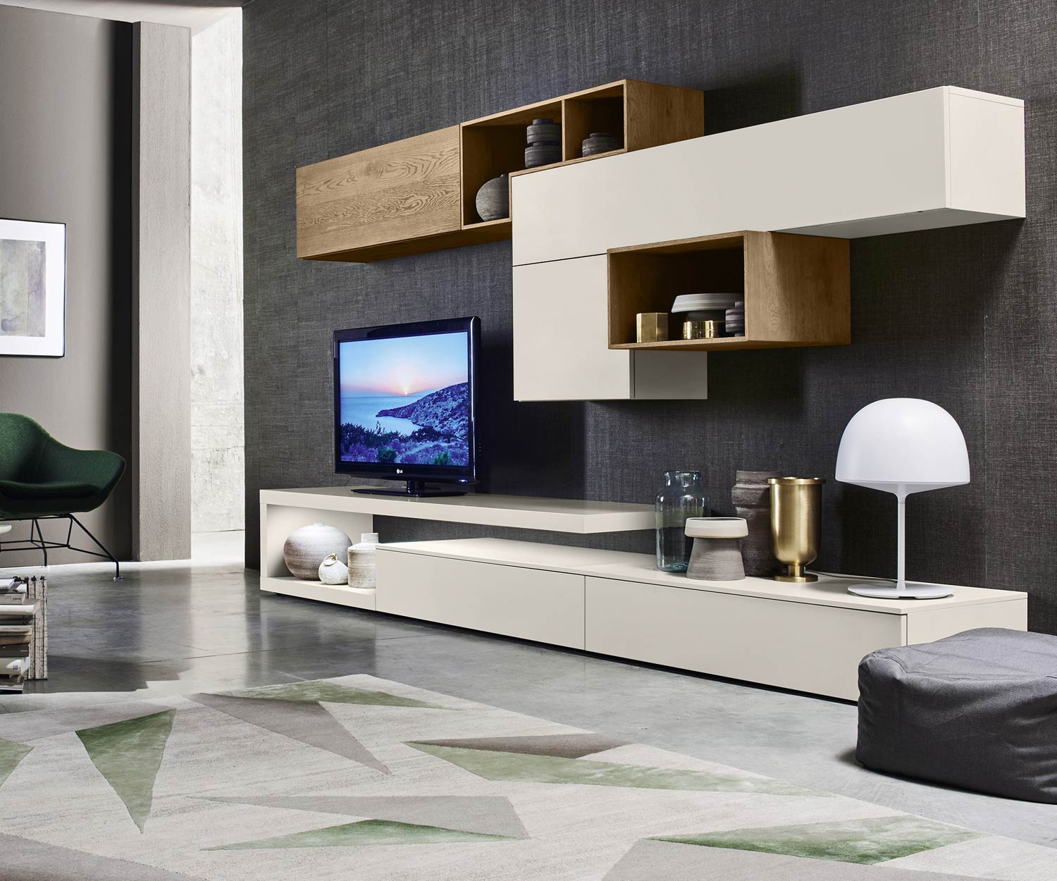 Exclusief Livitalia Design wandmeubel C22 in landhuisstijl in beige mat gelakt Exclusief Livitalia Design wandmeubel C22 in landhuisstijl in beige mat gelakt