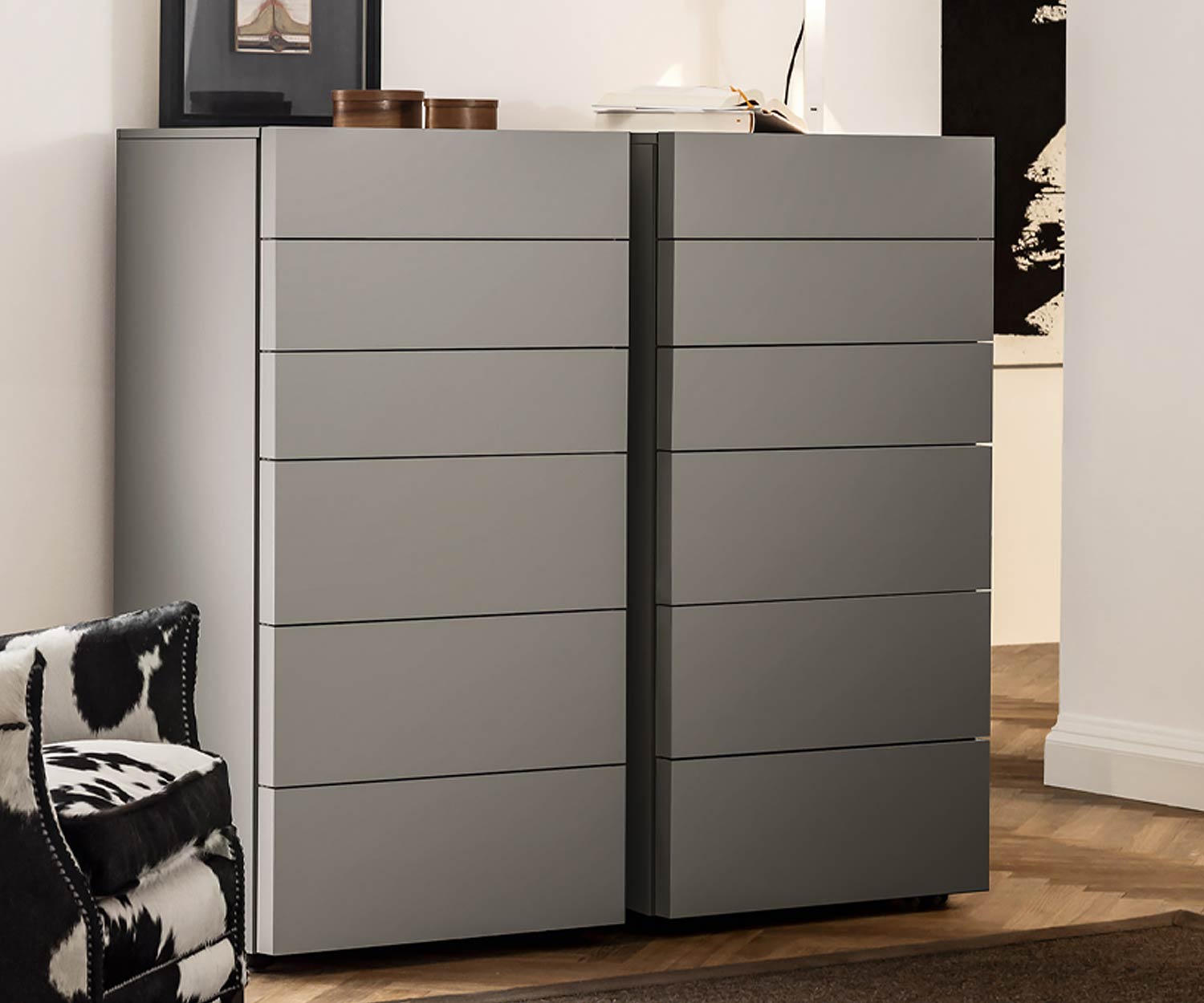 Modern Livitalia Valeo design hoge ladekast zonder handgrepen Modern Livitalia Valeo design hoge ladekast zonder handgrepen
