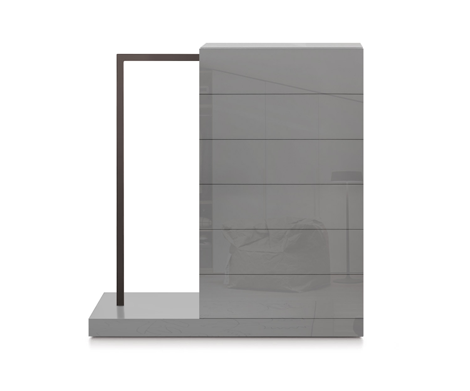 Novamobili Easy6 hoge ladekast + kleerkast links B64cm hoogglans lichtgrijs430 Novamobili Easy6 hoge ladekast + kleerkast links B64cm hoogglans lichtgrijs430